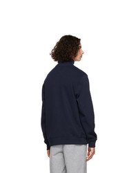Lacoste Navy Zippered Stand Collar Sweatshirt