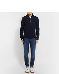 Tom Ford Ribbed Wool And Cashmere Blend Half Zip Sweater