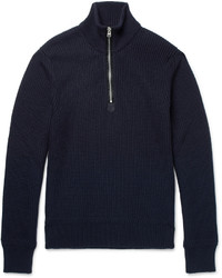 Tom Ford Ribbed Wool And Cashmere Blend Half Zip Sweater