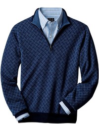 Signature Merino Wool Birdseye Half Zip Sweater