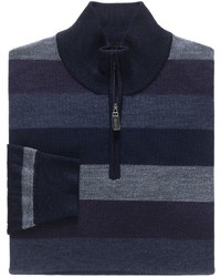 Signature Merino Wool Birdseye Half Zip Sweater