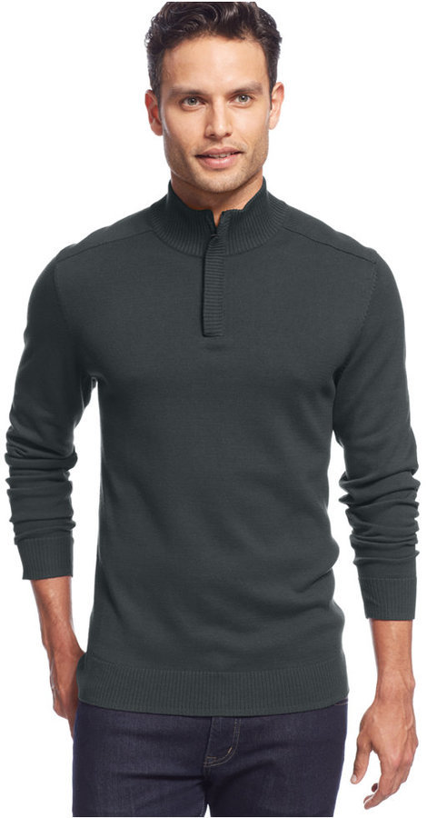 Alfani Solid Quarter Zip Sweater, $69 | Macy's | Lookastic