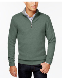 Tasso Elba Sweater Quarter Zip Mock Neck French Ribbed Pullover