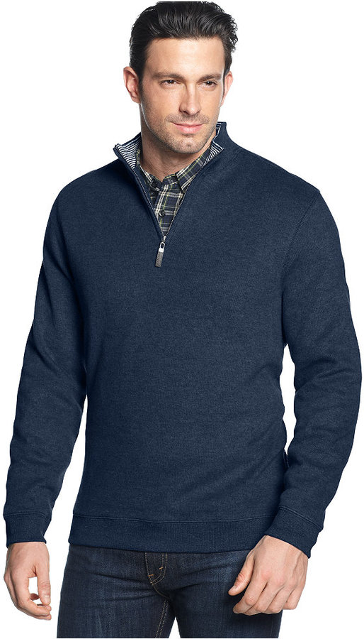 Tasso Elba Sweater Quarter Zip Mock Neck French Ribbed Pullover | Where ...