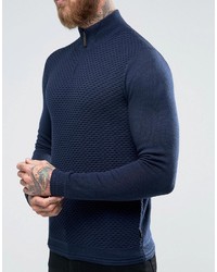 Ted Baker Textured Knitted Sweater With Zip Neck