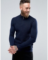 Ted Baker Textured Knitted Sweater With Zip Neck