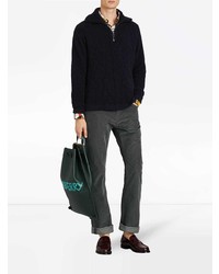 Burberry Zip Neck Cashmere Blend Fleece Sweater