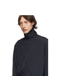 Lemaire Blue High Neck Zipped Sweater