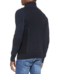 Belstaff Cleveland Textured Full Zip Sweater Blue