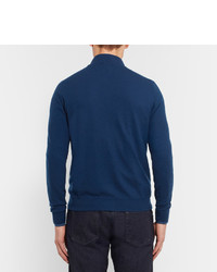 Loro Piana Contrast Tipped Cashmere Zip Up Sweater