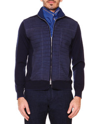 Stefano Ricci Croc Front Full Zip Sweater Jacket Blue