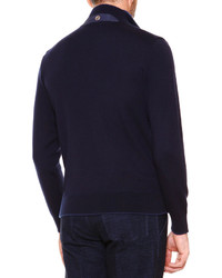 Stefano Ricci Croc Front Full Zip Sweater Jacket Blue