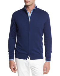 Peter Millar Crown Soft Full Zip Sweater Navy