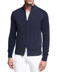 Loro Piana Donegal Cashmere Zip Front Cardigan