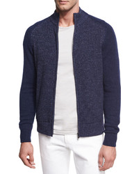 Loro Piana Donegal Cashmere Zip Front Cardigan