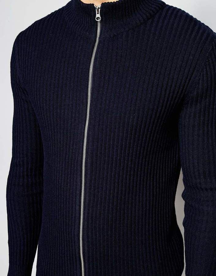 ribbed zip up cardigan