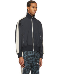 Palm Angels Navy Curved Logo Classic Track Jacket