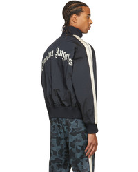 Palm Angels Navy Curved Logo Classic Track Jacket