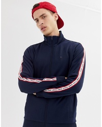 Tommy Jeans Regular Fit Track Jacket With Sleeve Taping In Navy