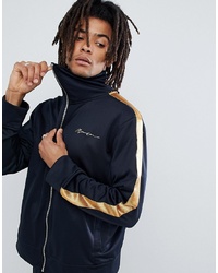 Mennace Track Jacket In Navy With Gold