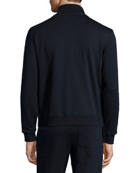 Salvatore Ferragamo Zip Up Stretch Sweatshirt Navy