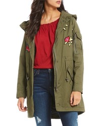 Steve Madden Embroidered Patch Cotton Anorak Jacket