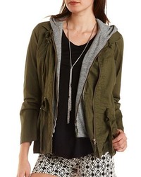 Charlotte Russe Hooded Layered Anorak Jacket
