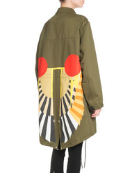 Givenchy Hooded Wings Print Anorak Jacket Olive