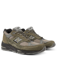New Balance 991 Suede Mesh And Leather Sneakers
