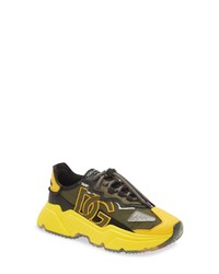 Dolce & Gabbana Daymaster Mixed Media Sneaker In Yellow Black At Nordstrom