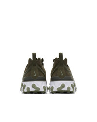 Nike Green And White React Elet 55 Sneakers