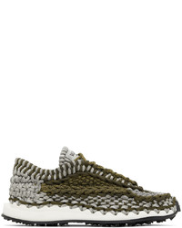 Valentino Garavani Grey Khaki Crochet Sneakers