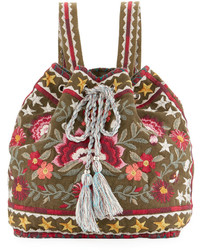 Johnny Was Emilia Embroidered Linen Backpack
