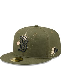 New Era Olive Boston Red Sox Splatter 59fifty Fitted Hat At Nordstrom