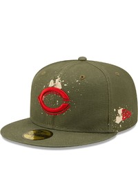 New Era Olive Cincinnati Reds Splatter 59fifty Fitted Hat At Nordstrom