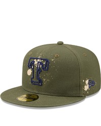 New Era Olive Texas Rangers Splatter 59fifty Fitted Hat