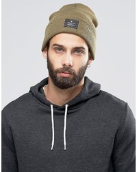 Asos Patch Beanie In Olive