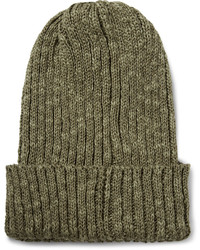 Beams Plus Ribbed Linen And Cotton Blend Beanie