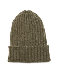 Thom Sweeney Rib Cashmere Beanie In Moss Green At Nordstrom