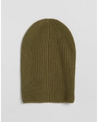 Asos Slouchy Beanie In Olive