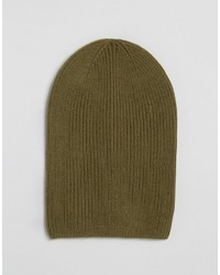 Asos Slouchy Beanie In Olive