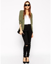 Asos Collection Jacket In Crepe With Skinny Lapel