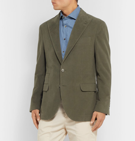 Brunello Cucinelli Dark Sage Unstructured Cotton And Cashmere Blend ...