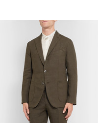 Boglioli Green K Jacket Slim Fit Unstructured Linen Suit Jacket