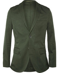 Officine Generale Green Slim Fit Cotton Suit Jacket