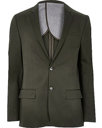 River Island Olive Green Skinny Fit Suit Blazer