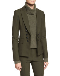 Veronica Beard Sarin Double Breasted Stretch Blazer Loden