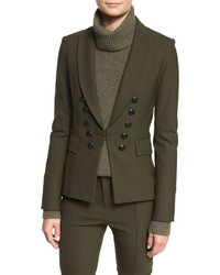Veronica Beard Sarin Double Breasted Stretch Blazer Loden