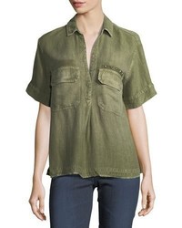 AG Jeans Ag Anson Military Inspired Short Sleeve Twill Top