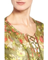 KUT from the Kloth Aleena Lace Up Gauze Blouse